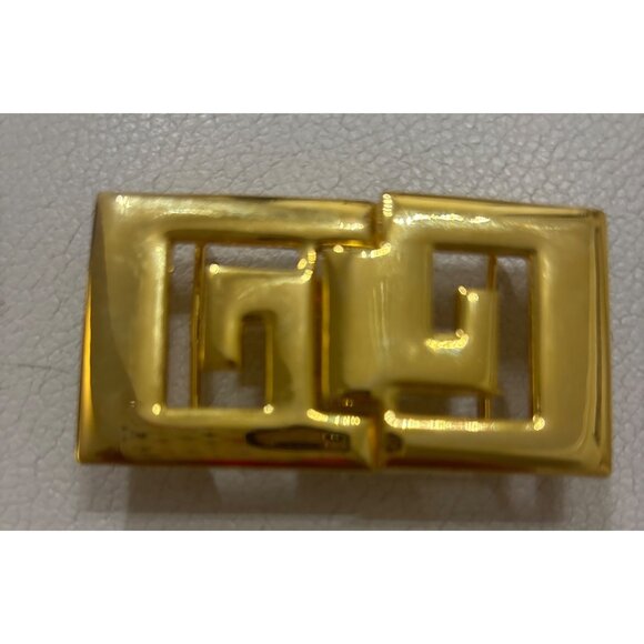 Vintage Dottie Smith Gold-Tone Buckle With Greek Key Design - Picture 3 of 9